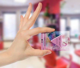 Business cards on transparent plastic, with UV print